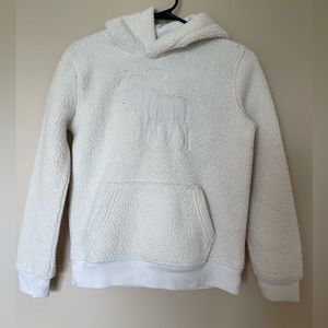 3/$30 Abercrombie Kids Ivory Cream Long Sleeves Pullover Sherpa Hoodie Sz 11/12